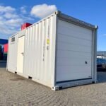 20 Fuß Containergarage mit Rolltor Sektionaltor Fenster grau RAL 7040
