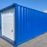 20 Fuß Container Garage mit Rolltor RAL 5010 Enzianblau